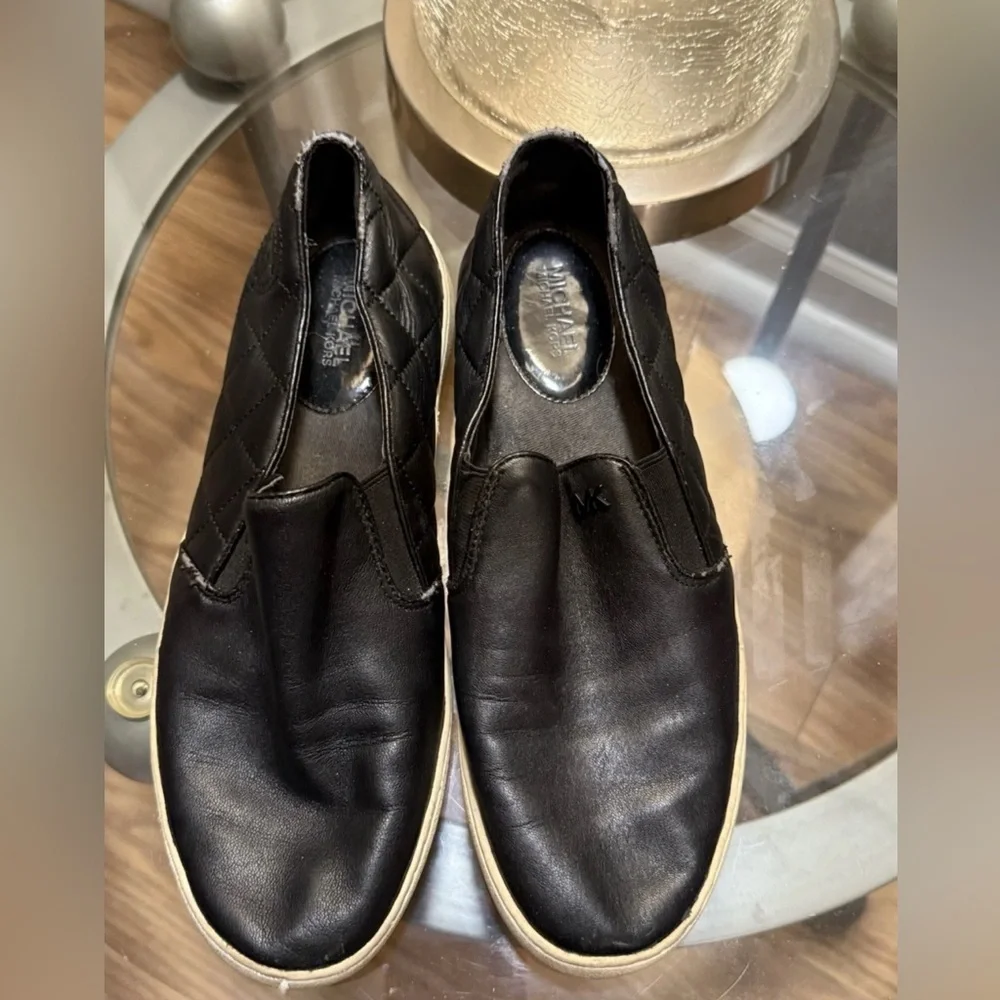 Michael Kors Quilted Heel Slip-On Leather Sneakers Women's Size 6 Black White